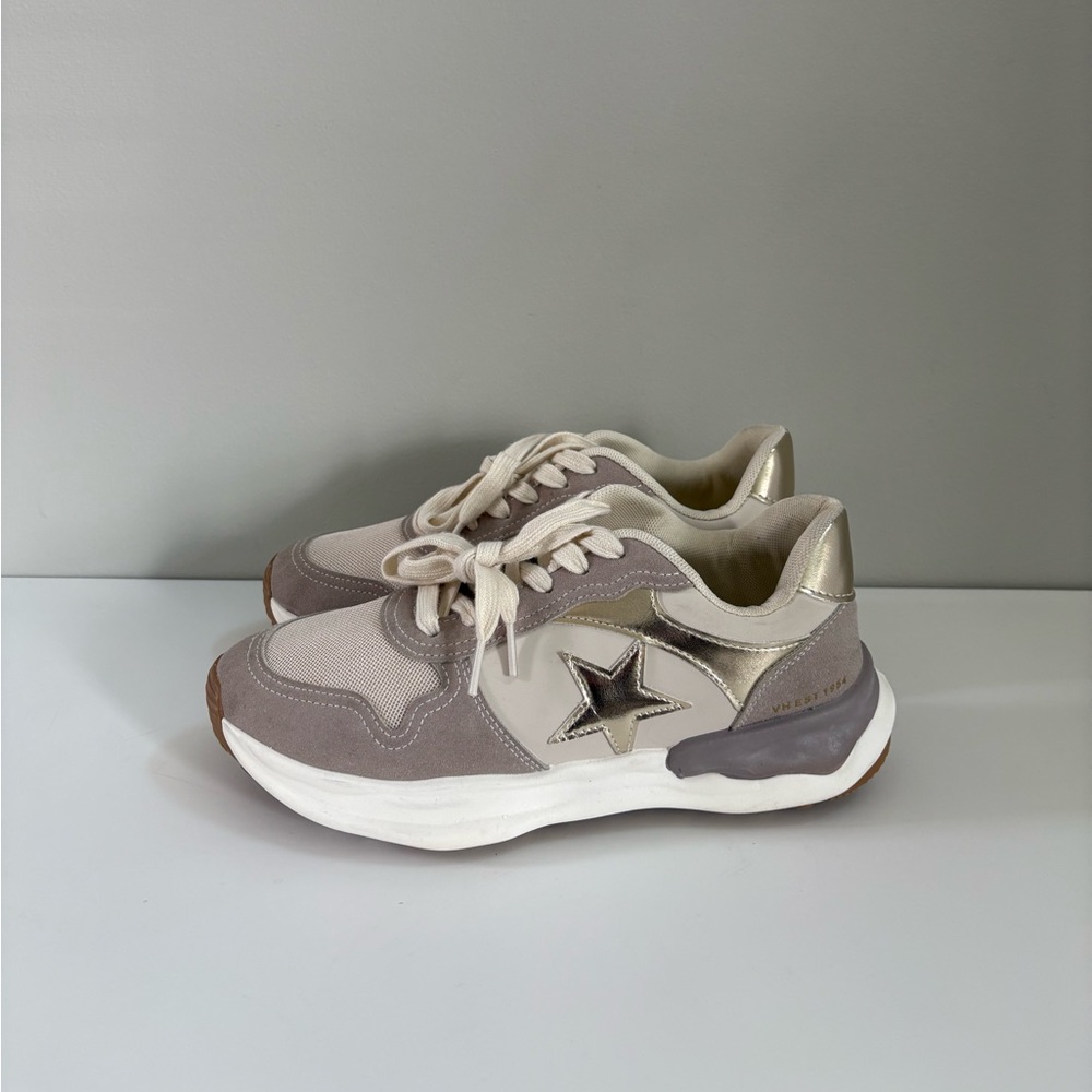 Vintage Havana Taupe Multi Mix  Metallic Gold Star Sneakers Size 9
